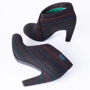 United Nude Chunky Heel Knit Ankle Booties - Striped - Unique Style!